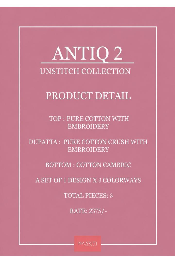 Antiq 2 Naariti Cotton Pant Style Suits Wholesaler Gujarat