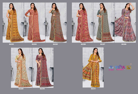 Antique Gold Vol 2 Vipul Moss Sarees Supplier Gujarat