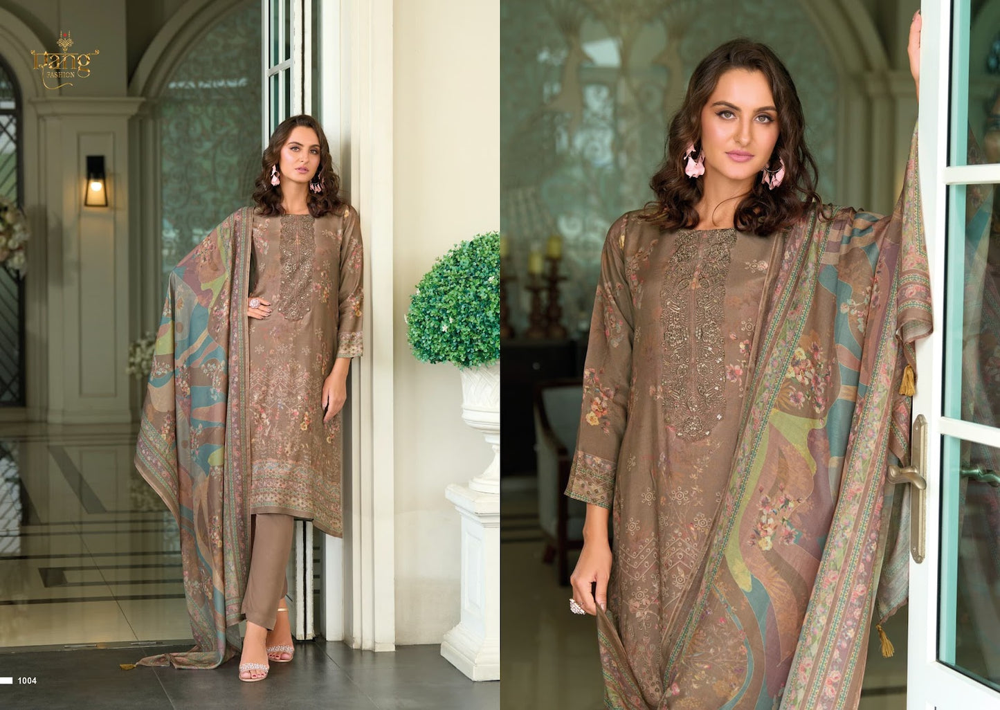 Antique Rang Fashion Muslin Pant Style Suits Wholesaler