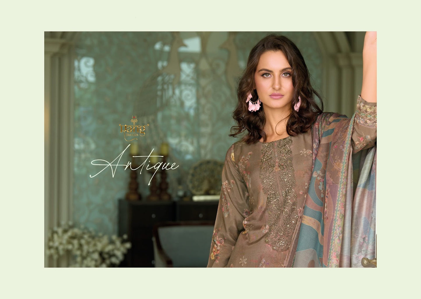 Antique Rang Fashion Muslin Pant Style Suits Wholesaler