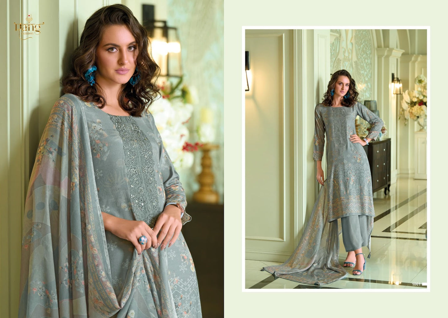 Antique Rang Fashion Muslin Pant Style Suits Wholesaler