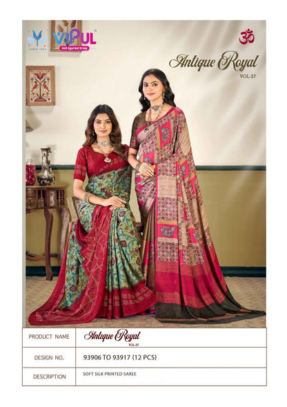 Antique Royal Vol 27 Vipul Soft Silk Sarees Supplier