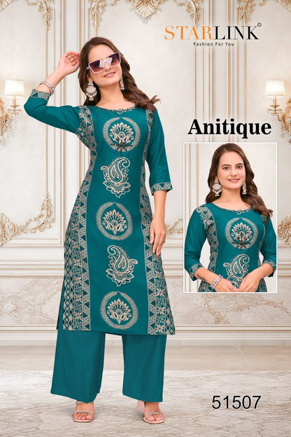 Antique Starlink Vertican Kurti Plazzo Set Supplier India