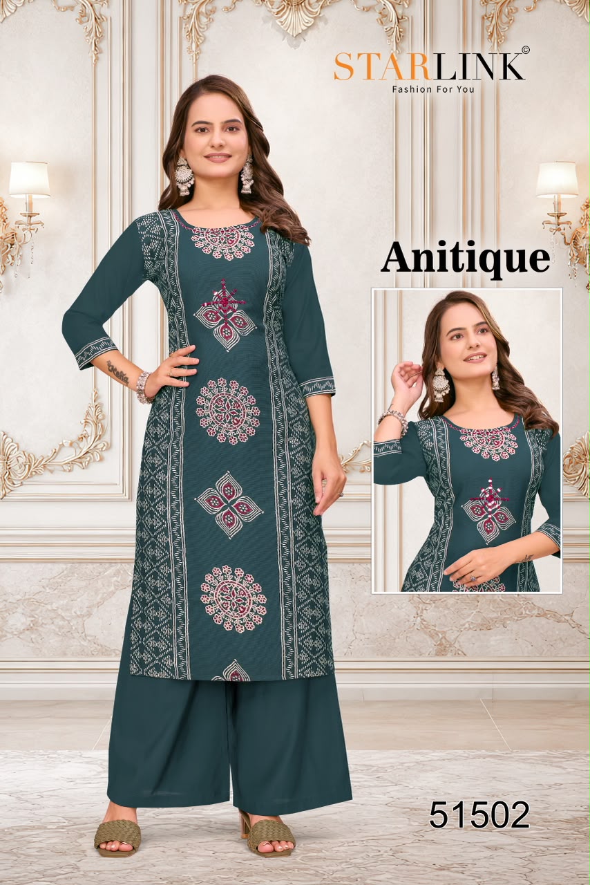 Antique Starlink Vertican Kurti Plazzo Set Supplier India