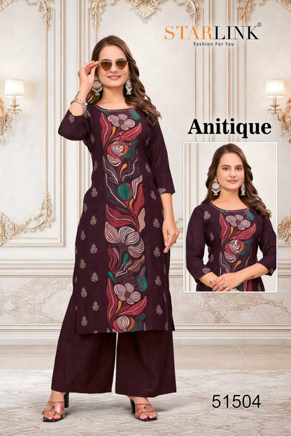 Antique Starlink Vertican Kurti Plazzo Set Supplier India