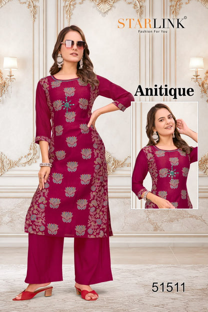 Antique Starlink Vertican Kurti Plazzo Set Supplier India