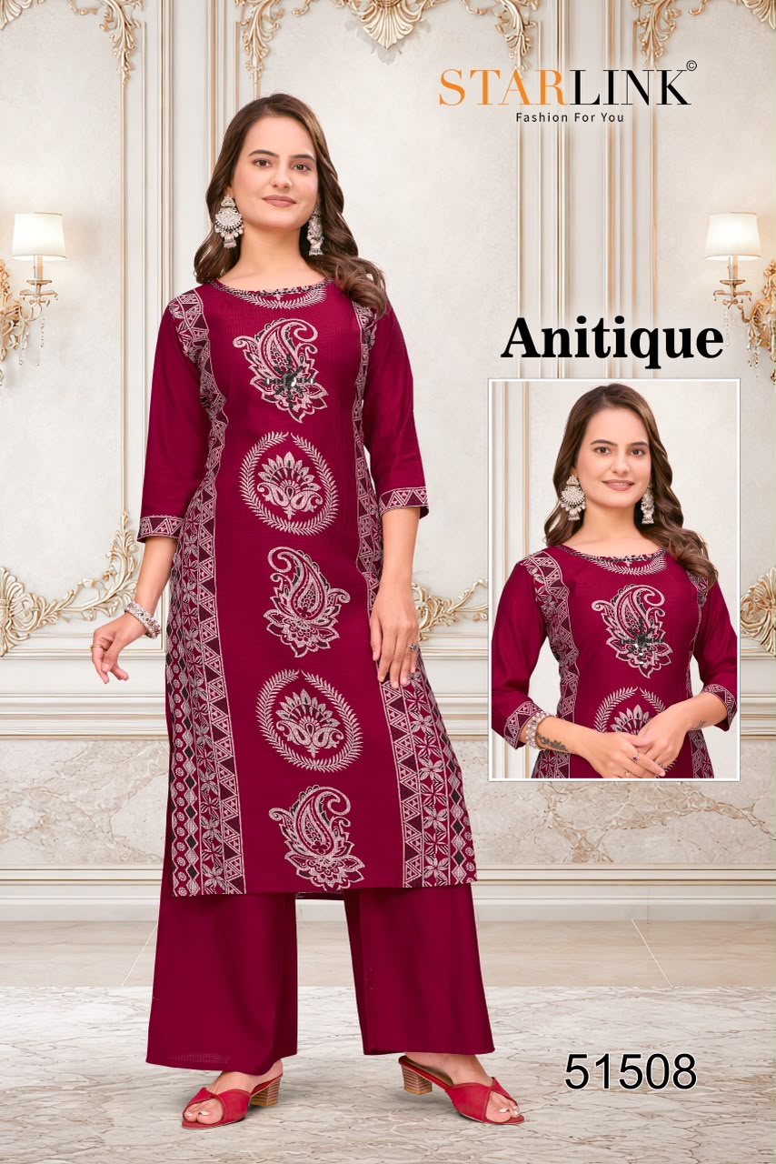 Antique Starlink Vertican Kurti Plazzo Set Supplier India
