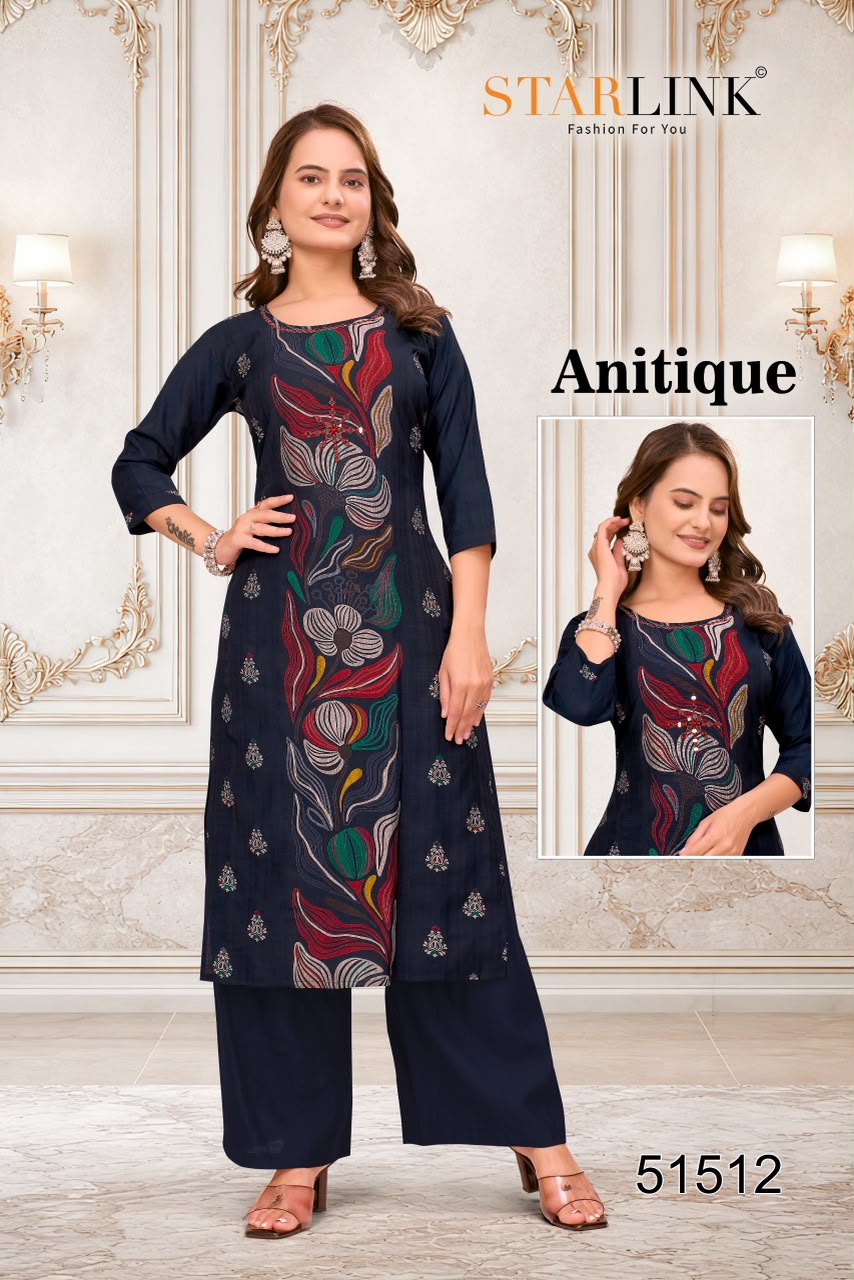 Antique Starlink Vertican Kurti Plazzo Set Supplier India