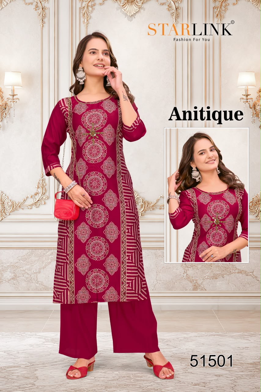 Antique Starlink Vertican Kurti Plazzo Set Supplier India