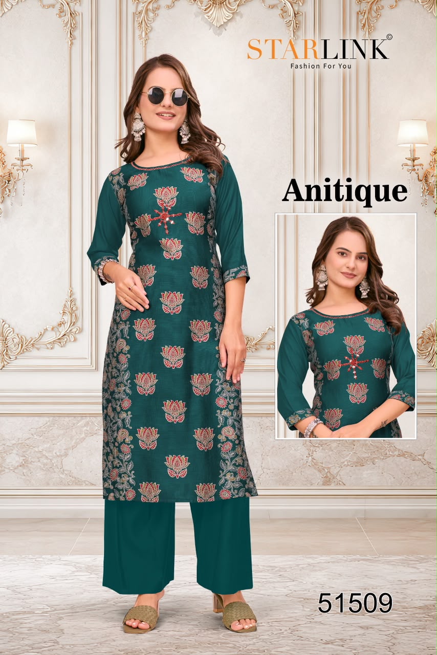 Antique Starlink Vertican Kurti Plazzo Set Supplier India