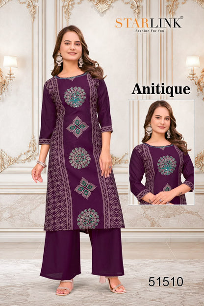 Antique Starlink Vertican Kurti Plazzo Set Supplier India
