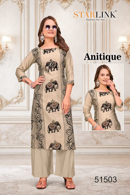 Antique Starlink Vertican Kurti Plazzo Set Supplier India