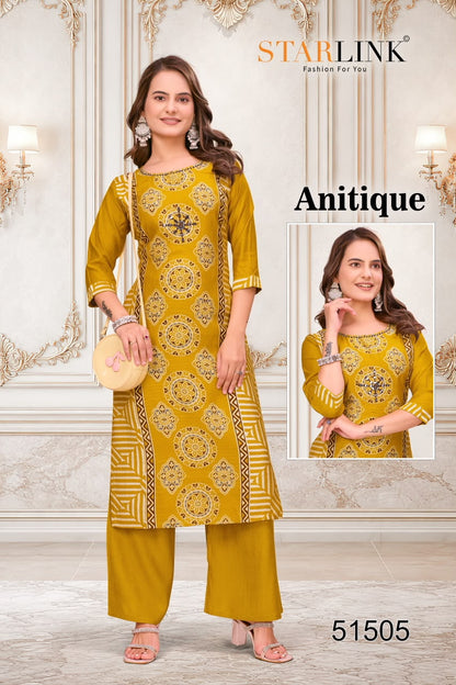 Antique Starlink Vertican Kurti Plazzo Set Supplier India
