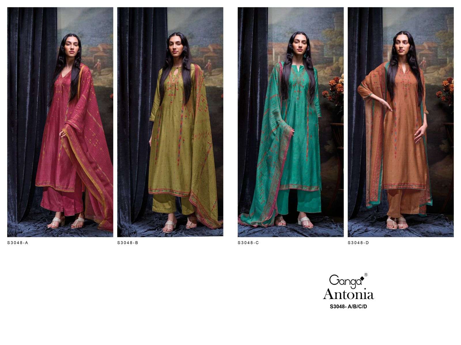Antonia S3048 Ganga Pure Bemberg Plazzo Style Suits Manufacturer Gujarat