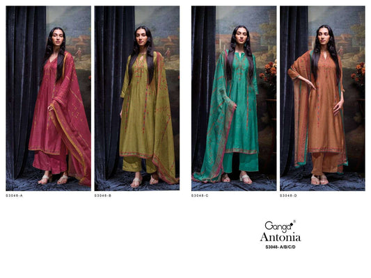 Antonia S3048 Ganga Pure Bemberg Plazzo Style Suits Manufacturer Gujarat