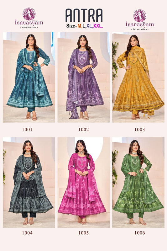 Antra Isavasyam Natural Crape Readymade Anarkali Suits Wholesaler India