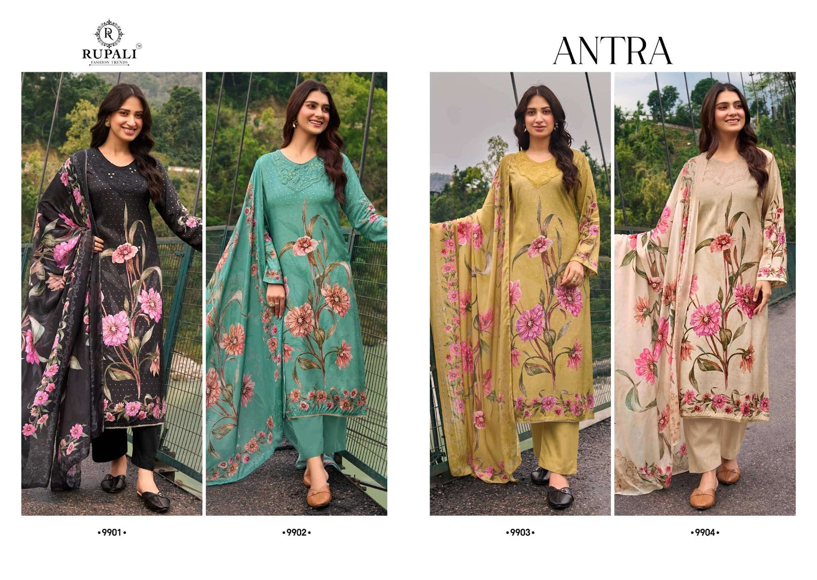 Antra Rupali Muslin Silk Pant Style Suits Wholesaler Gujarat