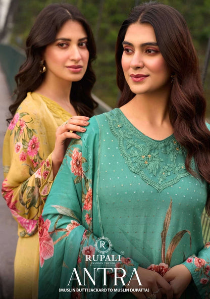 Antra Rupali Muslin Silk Pant Style Suits Wholesaler Gujarat