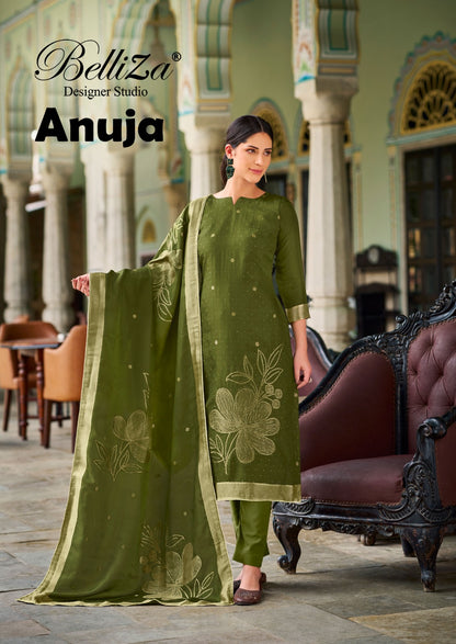 Anuja Belliza Designer Studio Silk Jacquard Karachi Salwar Suits Exporter Gujarat