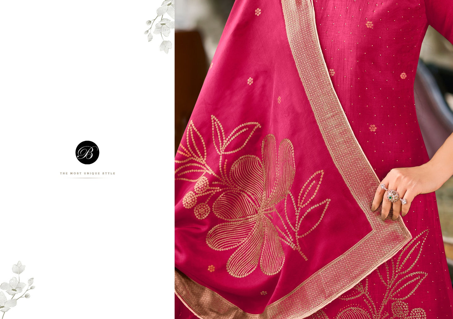 Anuja Belliza Designer Studio Silk Jacquard Karachi Salwar Suits Exporter Gujarat