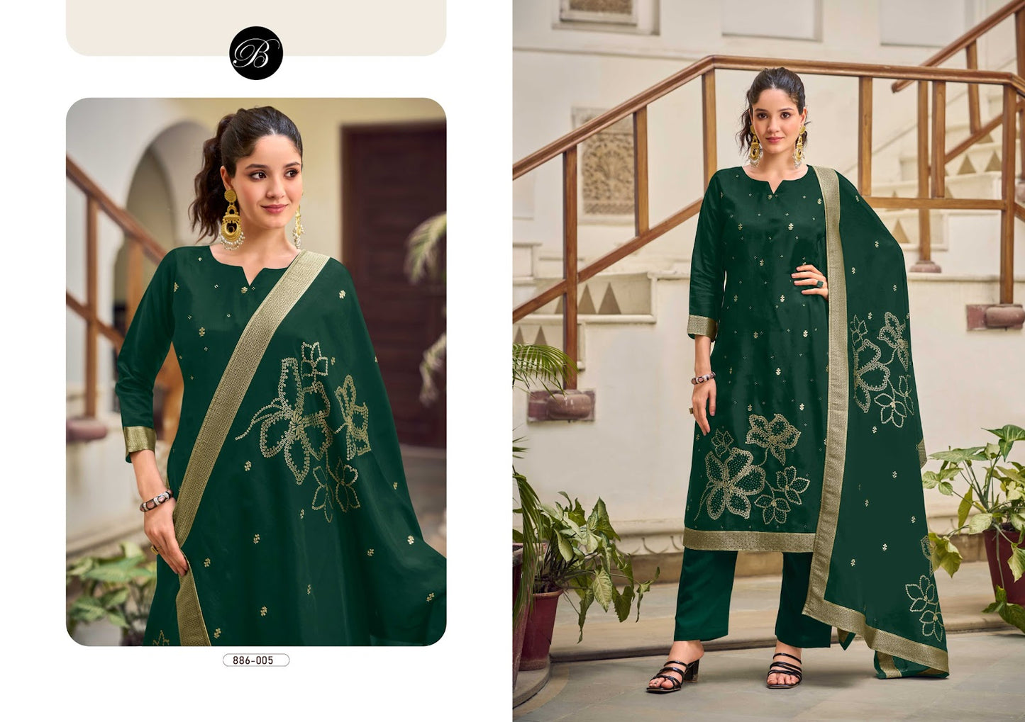 Anuja Vol 2 Belliza Designer Studio Silk Jacquard Karachi Salwar Suits Wholesale