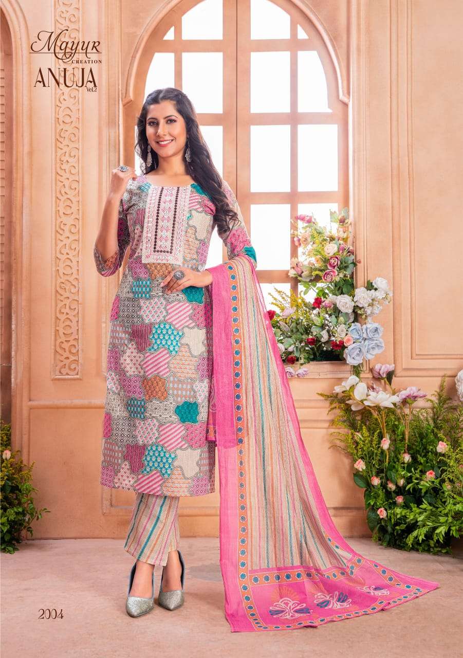 Anuja Vol 2 Mayur Creation Lawn Cotton Readymade Pant Style Suits Supplier Ahmedabad