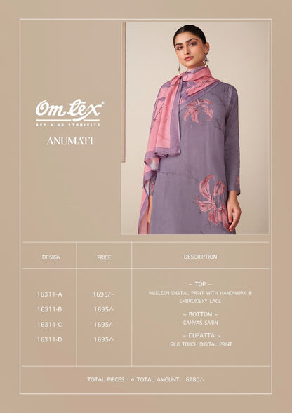 Anumati Omtex Muslin Pant Style Suits Manufacturer