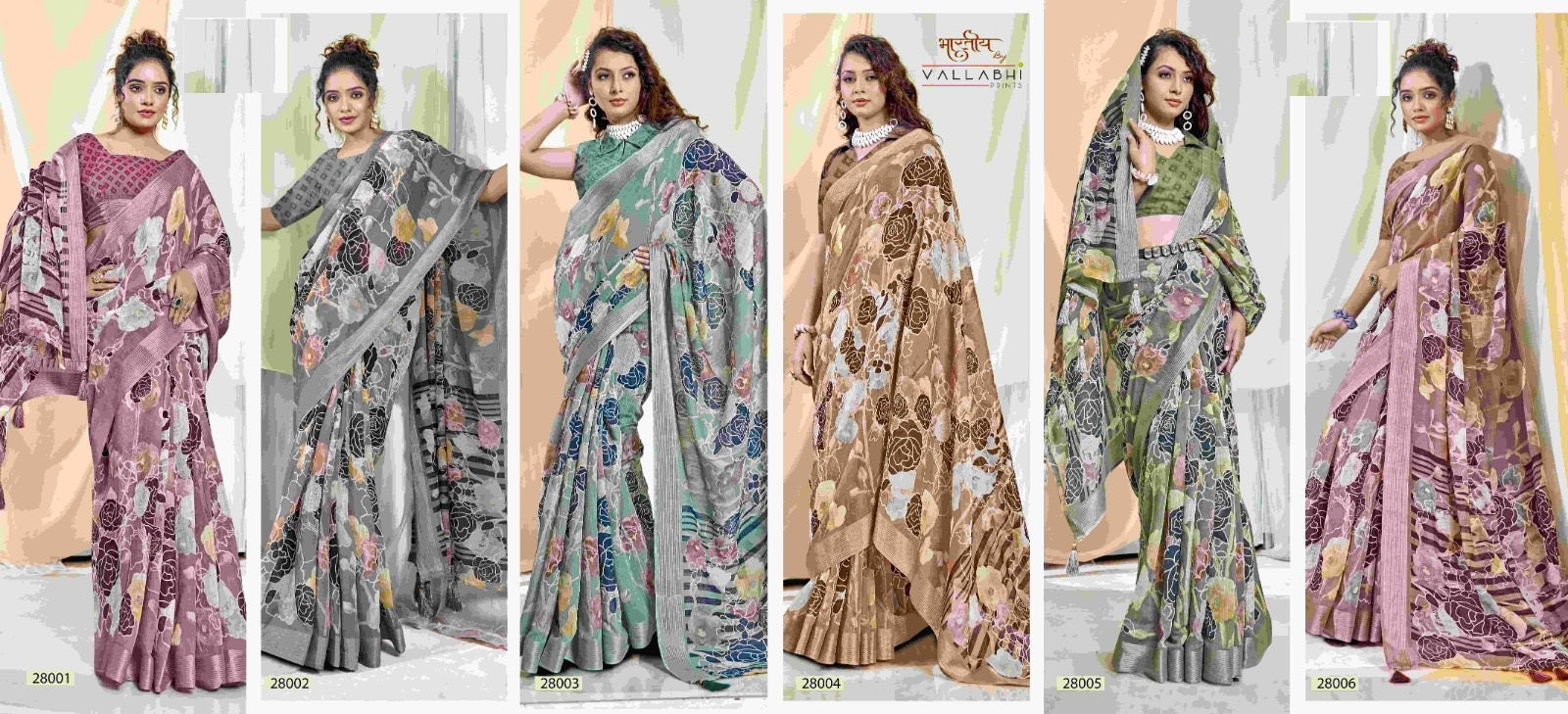 Anuprabha Vol 2 Vallabhi Prints Linen Sarees Wholesaler