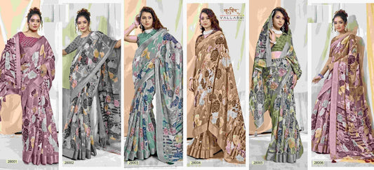 Anuprabha Vol 2 Vallabhi Prints Linen Sarees Wholesaler
