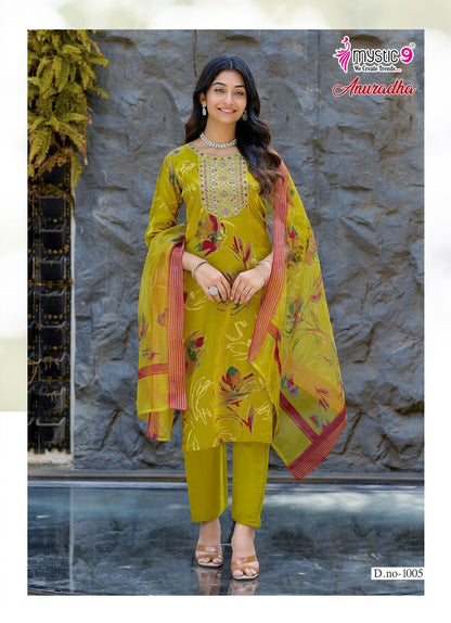 Anuradha Vol 1 Mystic 9 Roman Readymade Pant Style Suits Wholesaler Ahmedabad