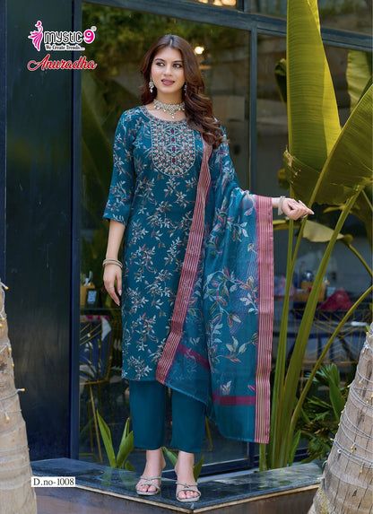 Anuradha Vol 1 Mystic 9 Roman Readymade Pant Style Suits Wholesaler Ahmedabad