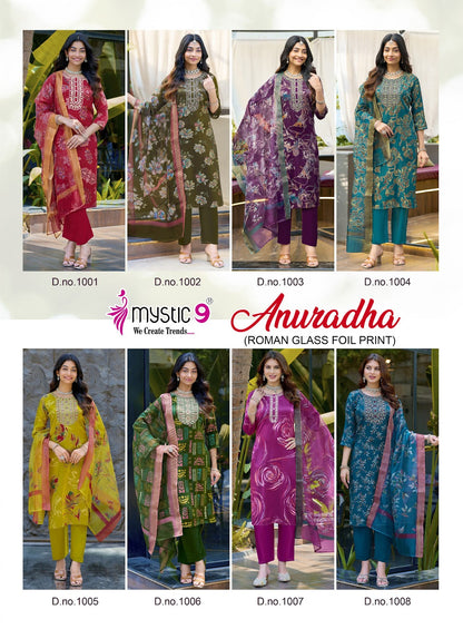 Anuradha Vol 1 Mystic 9 Roman Readymade Pant Style Suits Wholesaler Ahmedabad