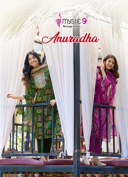 Anuradha Vol 1 Mystic 9 Roman Readymade Pant Style Suits Wholesaler Ahmedabad
