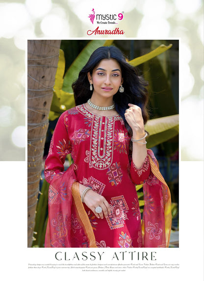 Anuradha Vol 1 Mystic 9 Roman Readymade Pant Style Suits Wholesaler Ahmedabad