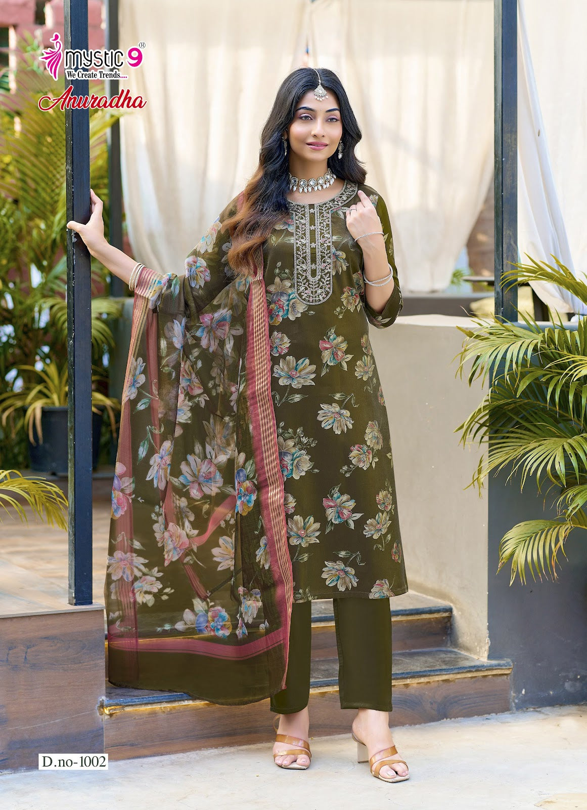 Anuradha Vol 1 Mystic 9 Roman Readymade Pant Style Suits Wholesaler Ahmedabad