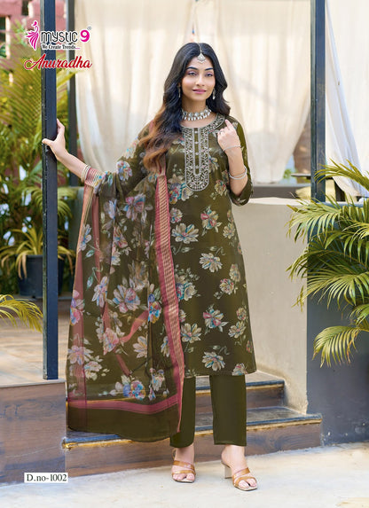 Anuradha Vol 1 Mystic 9 Roman Readymade Pant Style Suits Wholesaler Ahmedabad