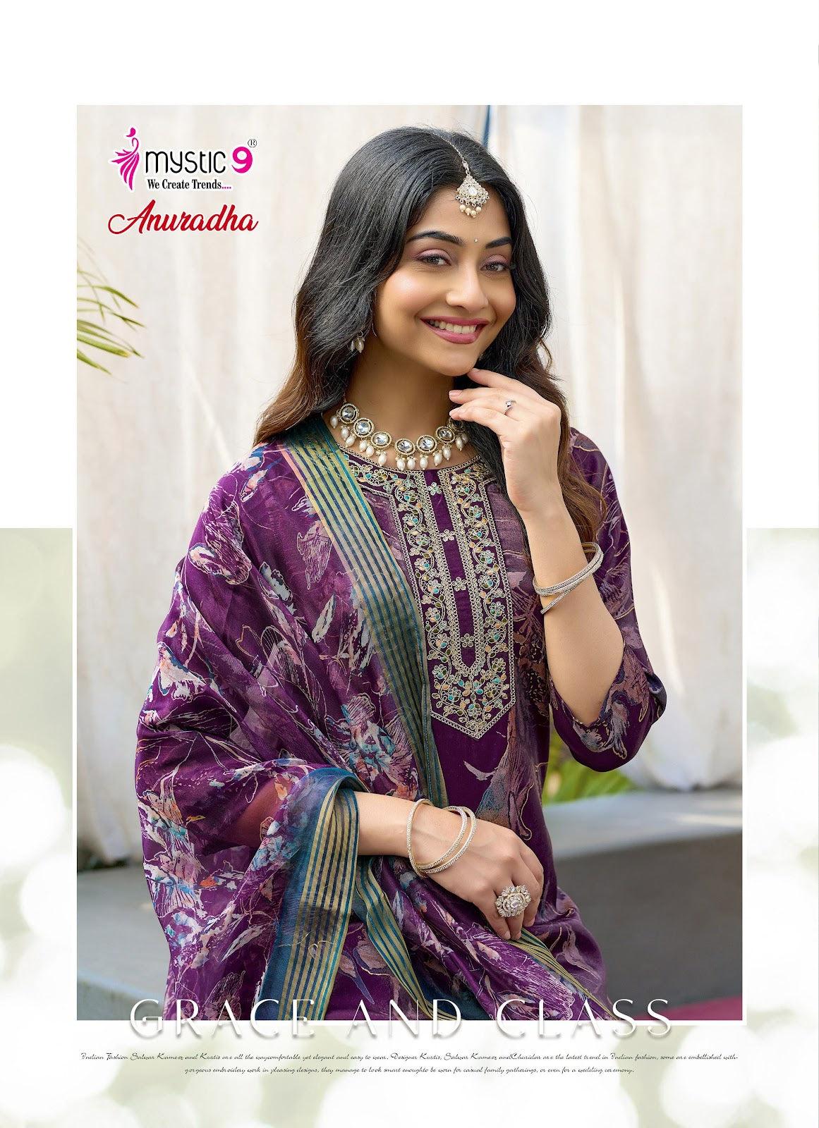 Anuradha Vol 1 Mystic 9 Roman Readymade Pant Style Suits Wholesaler Ahmedabad
