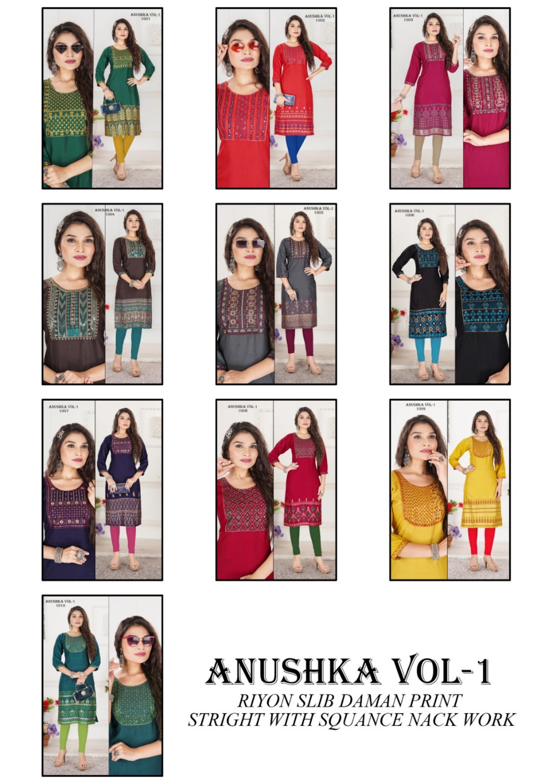 Anushka Vol 1 M Rayon Slub Straight Cut Kurtis