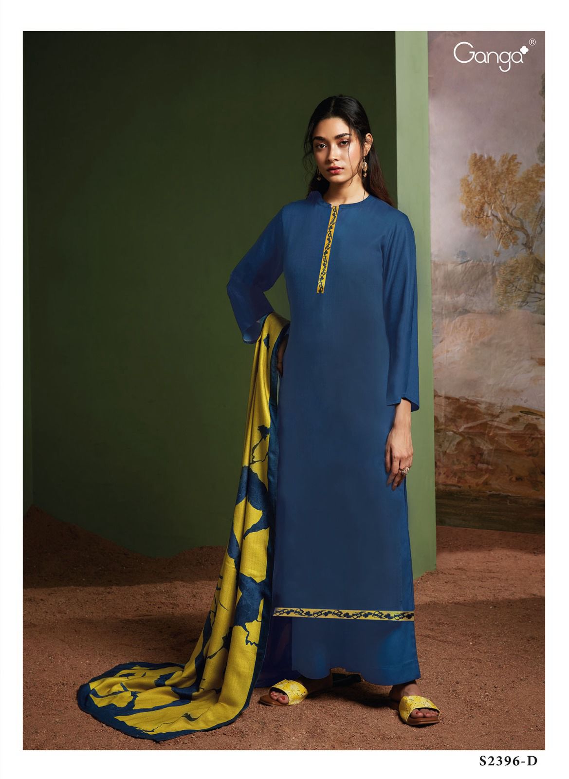 Anuskha 2396 Ganga Cotton Silk Plazzo Style Suits Supplier Ahmedabad