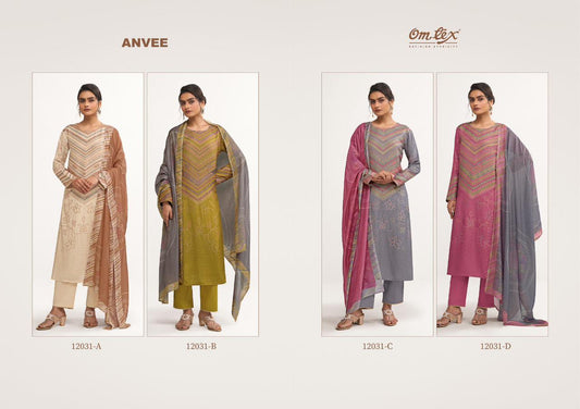 Anvee Omtex Muslin Jacquard Pant Style Suits Wholesale Price