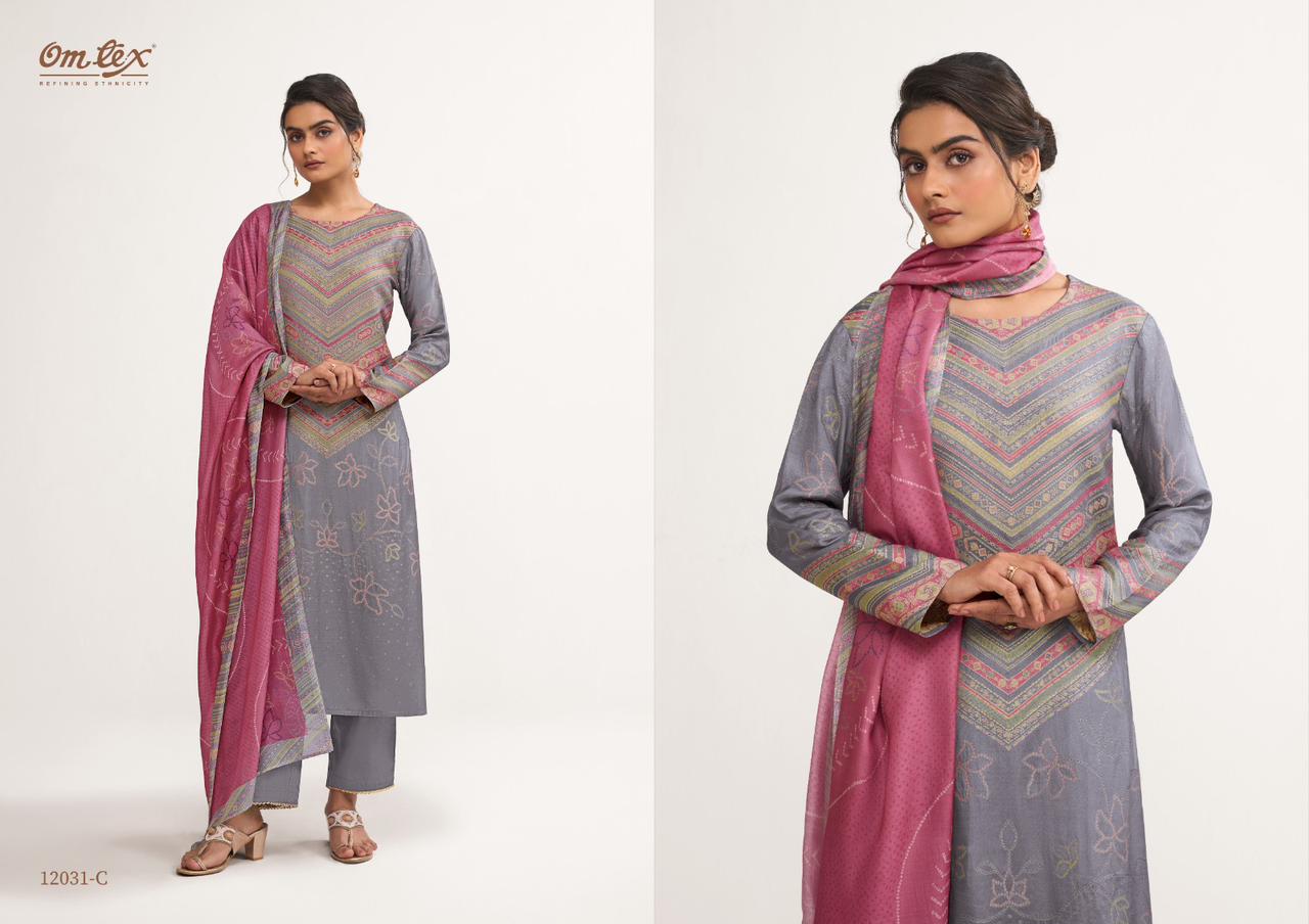 Anvee Omtex Muslin Jacquard Pant Style Suits Wholesale Price
