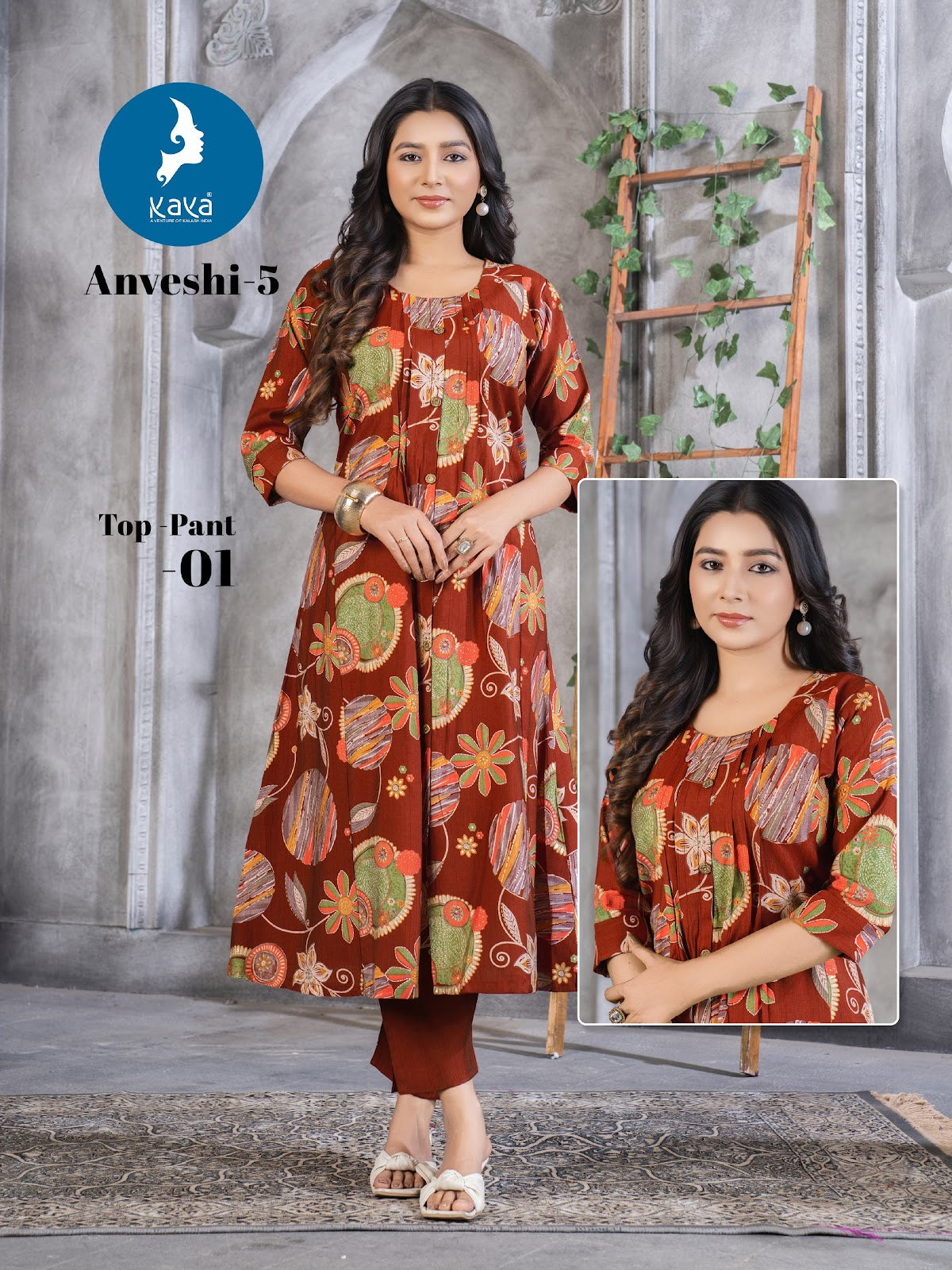 Anveshi 5 Kaya Vertican Kurti Pant Set Exporter