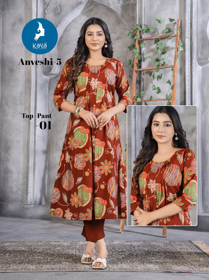 Anveshi 5 Kaya Vertican Kurti Pant Set Exporter