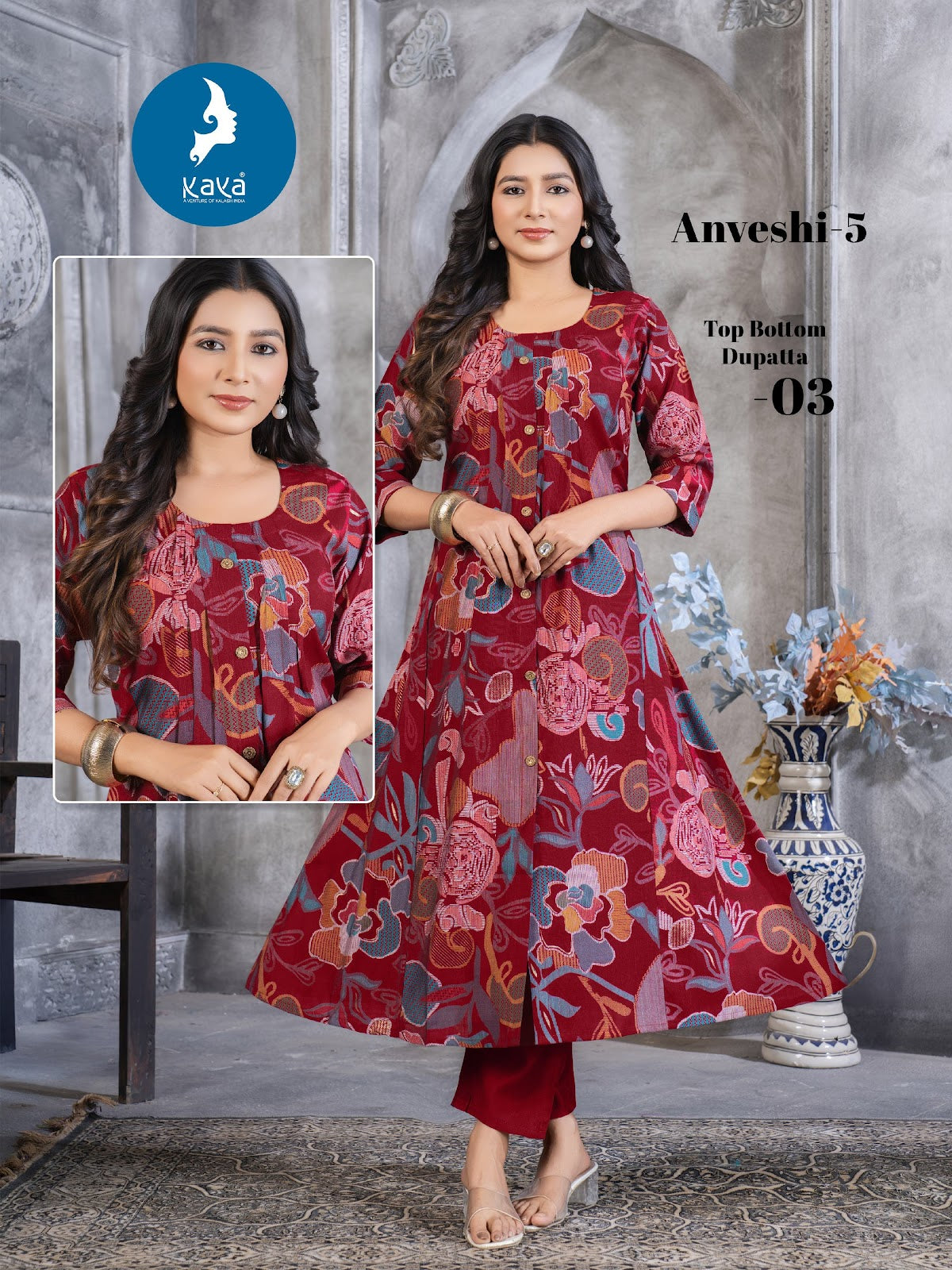 Anveshi 5 Kaya Vertican Kurti Pant Set Exporter