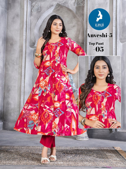 Anveshi 5 Kaya Vertican Kurti Pant Set Exporter