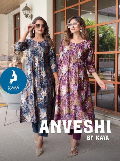 Anveshi Kaya Vertican Kurti Pant Set Wholesale Rate
