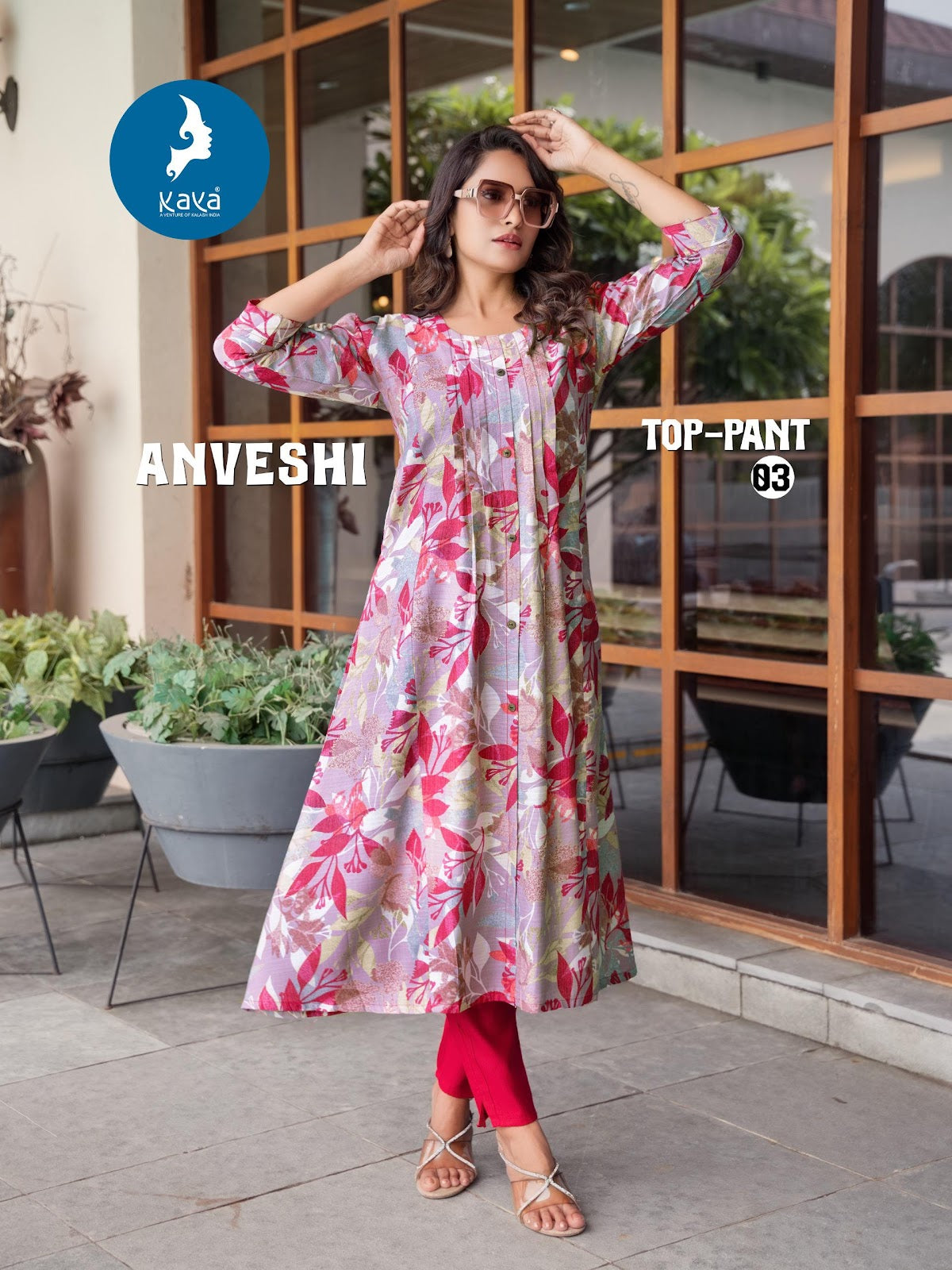 Anveshi Kaya Vertican Kurti Pant Set Wholesale Rate