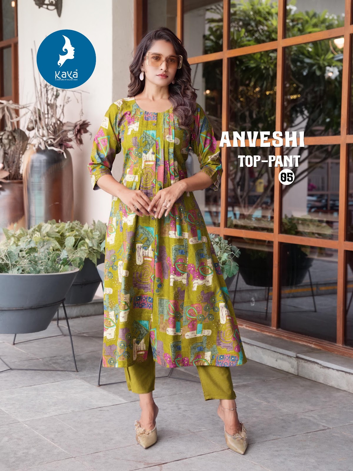 Anveshi Kaya Vertican Kurti Pant Set Wholesale Rate