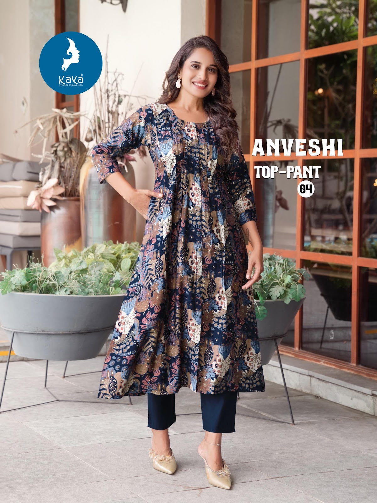 Anveshi Kaya Vertican Kurti Pant Set Wholesale Rate