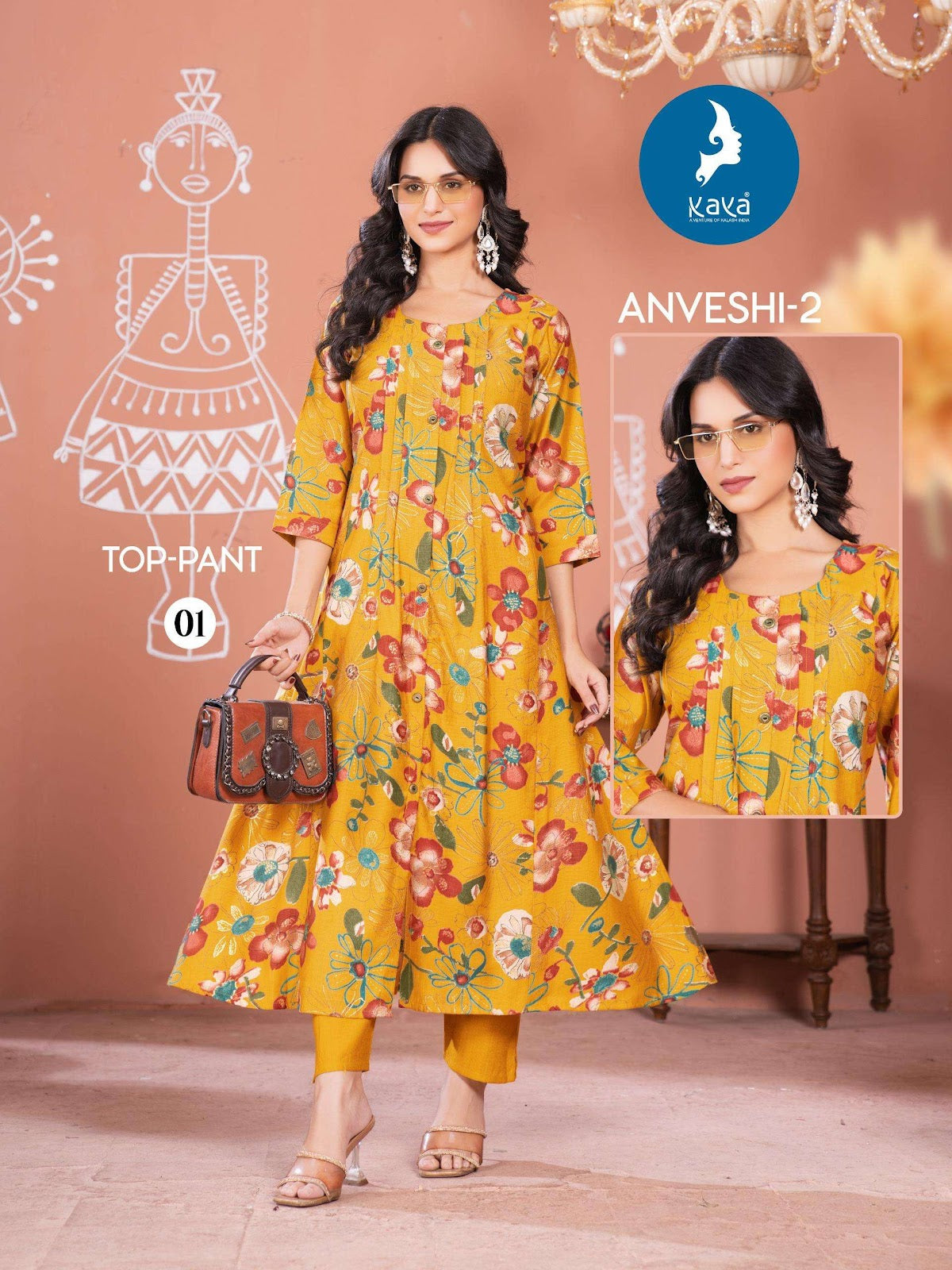 Anveshi Vol 2 Kaya Vertican Kurti Pant Set Manufacturer